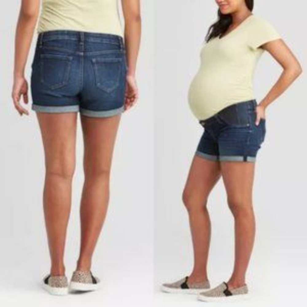 Isabel Maternity Side Panel Midi Jeans Shorts